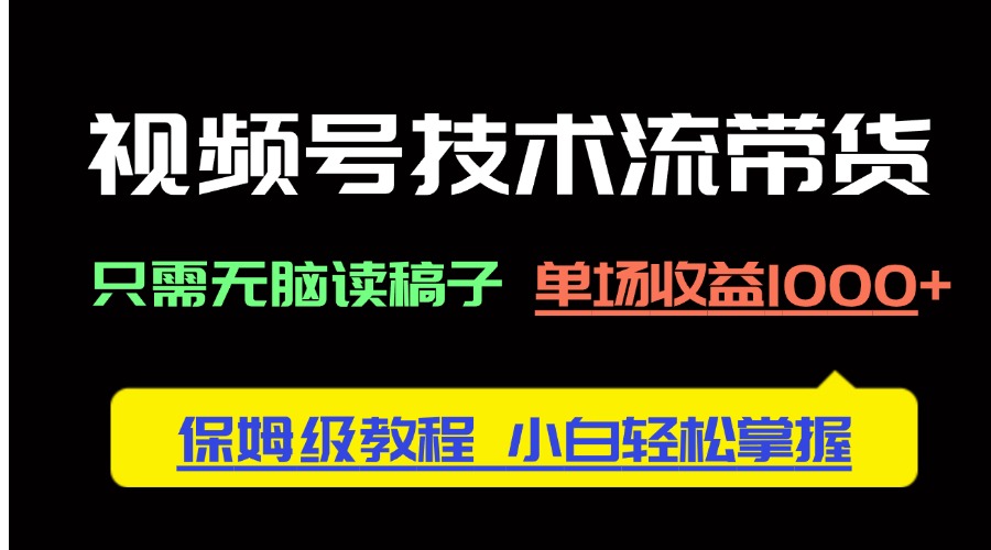 视频号技术流带货，只需无脑读稿子，单场收益1000+ 保姆级教程，小白轻…_孤风隐库
