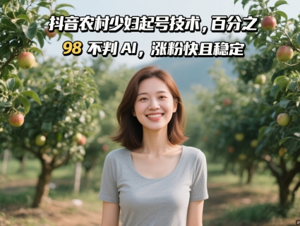 抖音农村少妇起号技术，百分之98不判AI，涨粉快且稳定_孤风隐库