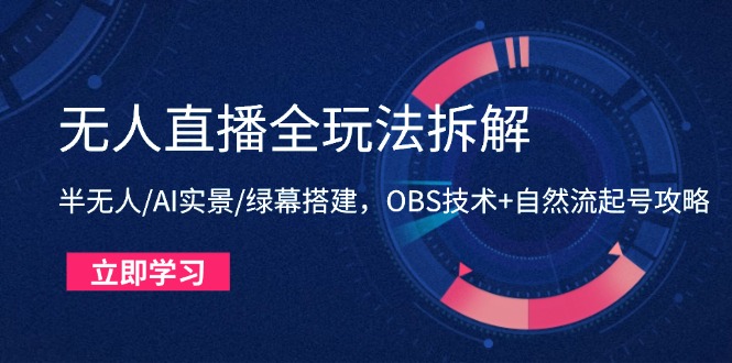 无人直播全玩法拆解：半无人/AI实景/绿幕搭建，OBS技术+自然流起号攻略_孤风隐库