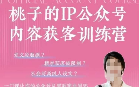 桃子IP公众号内容获客训练营(第3期)，一门让你公众号从0到商业闭环的课程_孤风隐库