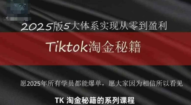 TikTok跨境2025淘金秘籍，​2025TikTok从0到盈利变现_孤风隐库