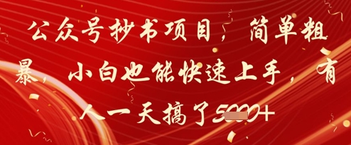 公众号抄书项目，简单粗暴，小白也能快速上手，有人一天搞了1k+_孤风隐库