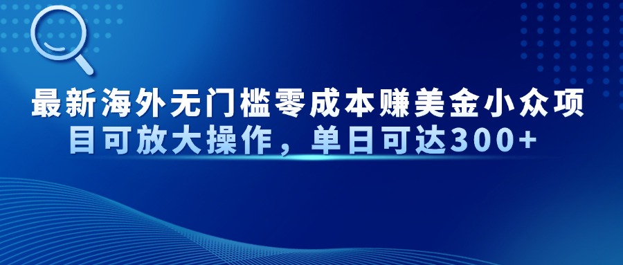 最新海外无门槛零成本赚美金小众项目可放大操作，单日可达300+_孤风隐库