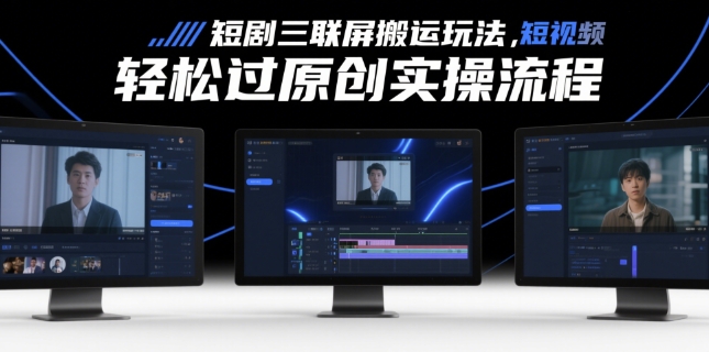 短剧三联屏搬运玩法，短剧搬运轻松过原创实操流程_孤风隐库
