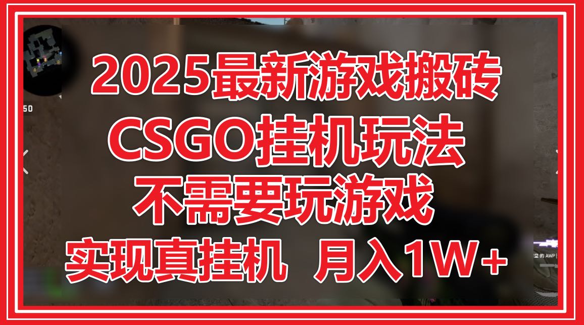 2025最新游戏搬砖，CSGO挂机，不需要玩游戏，实现真挂机，月入1W+_孤风隐库