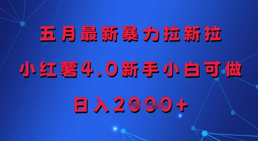 五月最新暴力拉新拉，小红薯4.0新手小白可做，日入多张_孤风隐库