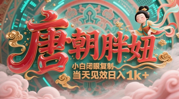 用AI克隆“唐朝胖妞”日更3条，平台疯狂推流，小白闭眼复制，当天见效，日入1k+_孤风隐库