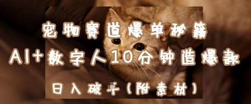 宠物赛道爆单秘籍：AI+数字人10分钟造爆款，日入1k_孤风隐库