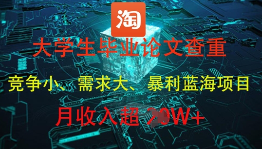 大学生毕业论文查重，暴利蓝海项目，月收入过1W+_孤风隐库