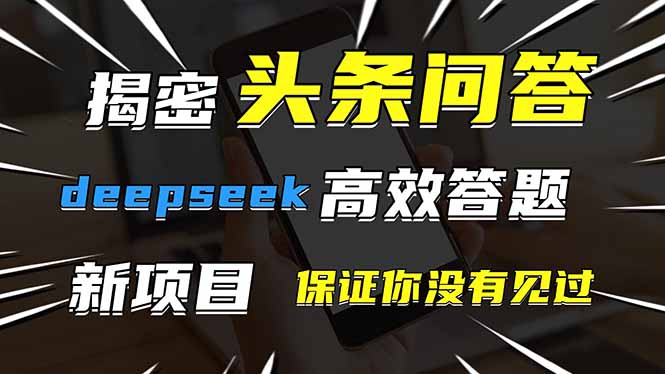 头条问答，刚出的新玩法！保证你没见过！用DeepSeek去高效答题，一个账…_孤风隐库