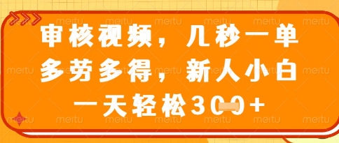 视频审核员，几秒一单，不限时间，不限地点，多做多得，新人小白一天轻松几张+【揭秘】_孤风隐库