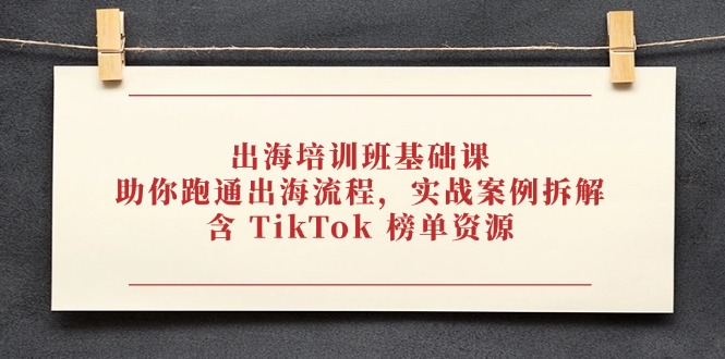 出海培训班基础课，助你跑通出海流程，实战案例拆解，含 TikTok 榜单资源_孤风隐库